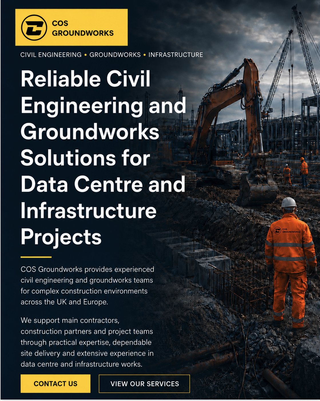 Reliable Civil Engineering and Groundworks Solutions for Data Centre and Infrastructure Projects - COS Groundworks
